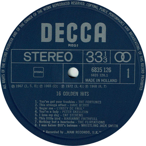 Various : Bingo! 16 Golden Hits (LP, Comp)