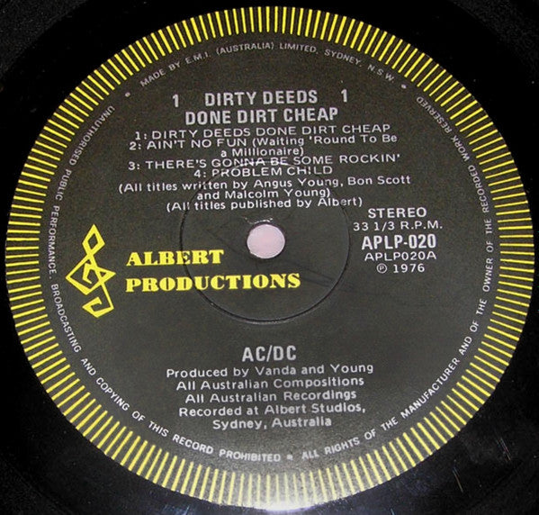 AC/DC : Dirty Deeds Done Dirt Cheap (LP, Album, RP)