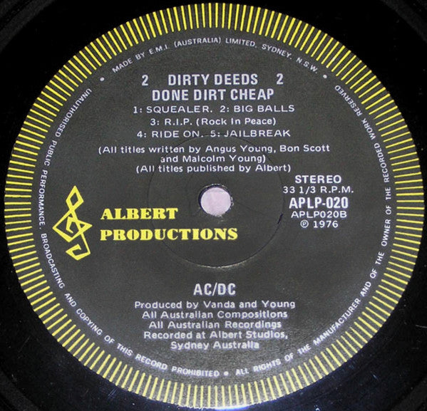 AC/DC : Dirty Deeds Done Dirt Cheap (LP, Album, RP)
