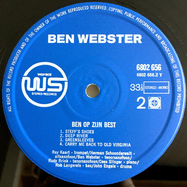 Ben Webster : Ben Op Zijn Best (LP, Album)