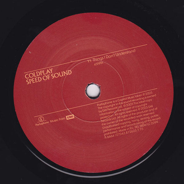 Coldplay : Speed Of Sound (7", Single, Ltd)