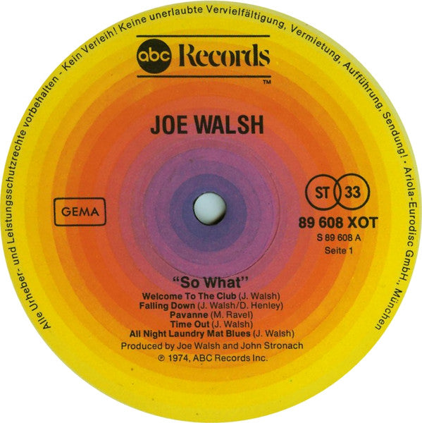 Joe Walsh : So What (LP, Album, RE)
