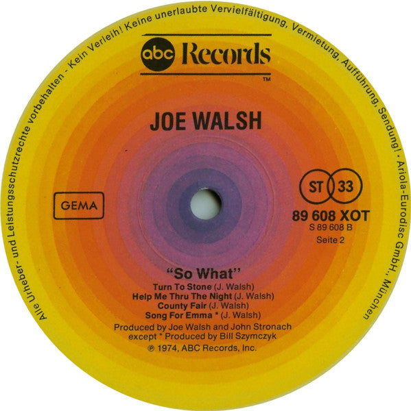 Joe Walsh : So What (LP, Album, RE)