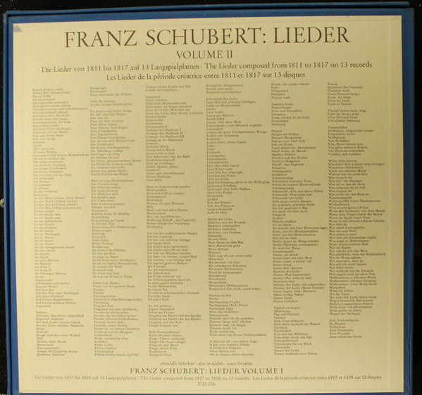 Franz Schubert, Dietrich Fischer-Dieskau, Gerald Moore : Lieder Volume 2 (13xLP, Ltd + Box)