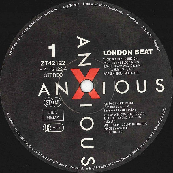 Londonbeat : There's A Beat Going On (Get On The Floor Mix) (12", Maxi)