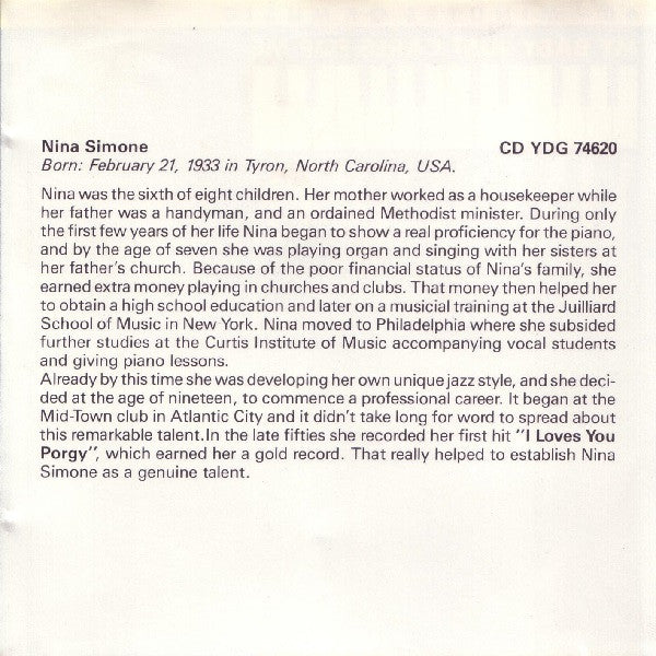 Nina Simone : My Baby Just Cares For Me (CD, Comp, RE)