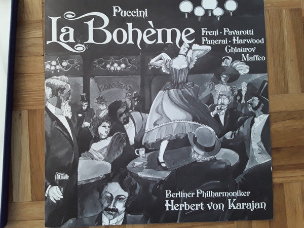 Giacomo Puccini - Luciano Pavarotti · Mirella Freni · Nicolai Ghiaurov · Elizabeth Harwood · Rolando Panerai · Gianni Maffeo · Berliner Philharmoniker · Herbert von Karajan : La Bohème (2xLP, Club, RE + Box)