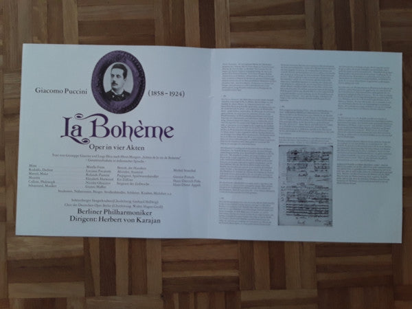 Giacomo Puccini - Luciano Pavarotti · Mirella Freni · Nicolai Ghiaurov · Elizabeth Harwood · Rolando Panerai · Gianni Maffeo · Berliner Philharmoniker · Herbert von Karajan : La Bohème (2xLP, Club, RE + Box)