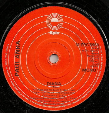 Paul Anka : Diana (7", Single, Mono, RE)