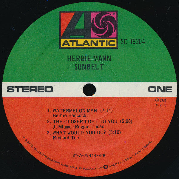 Herbie Mann : Sunbelt (LP, Album, PR )