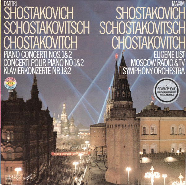 Dmitri Shostakovich - Maxim Shostakovich / Eugene List / Moscow Radio & TV Symphony Orchestra* : Piano Concerti Nos. 1&2 (LP, RE, Gat)