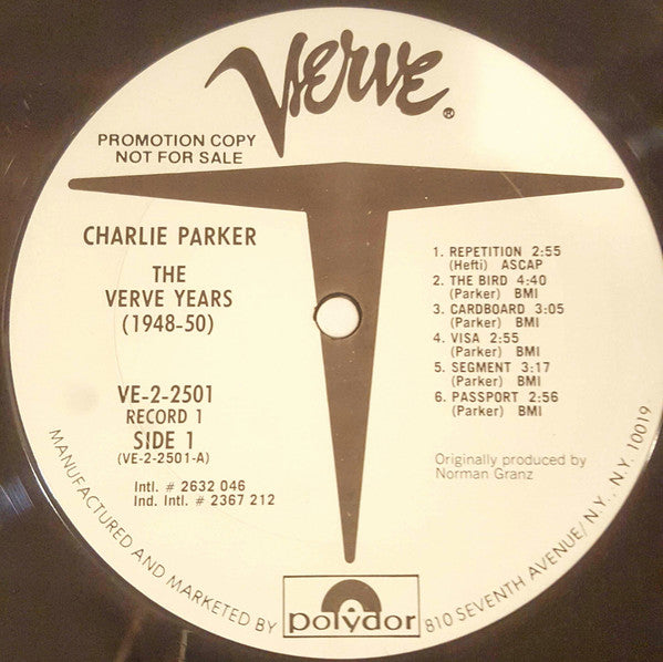 Charlie Parker : The Verve Years (1948-50) (2xLP, Comp, Promo)