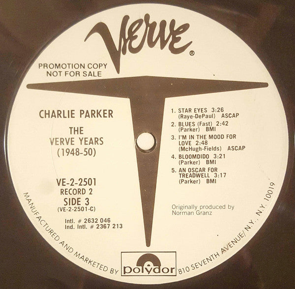Charlie Parker : The Verve Years (1948-50) (2xLP, Comp, Promo)