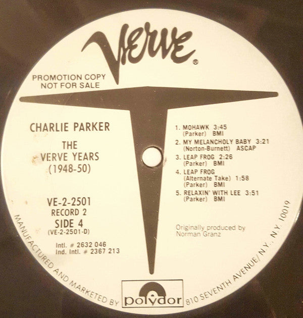 Charlie Parker : The Verve Years (1948-50) (2xLP, Comp, Promo)