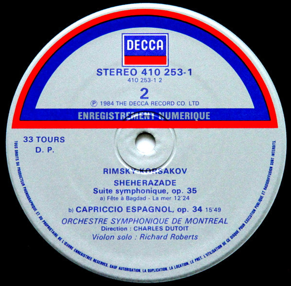 Nikolai Rimsky-Korsakov, Orchestre Symphonique De Montréal, Charles Dutoit : Shéhérazade - Capriccio Espagnol (LP, Gat)