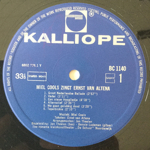 Miel Cools : Miel Cools Zingt Ernst Van Altena (LP)