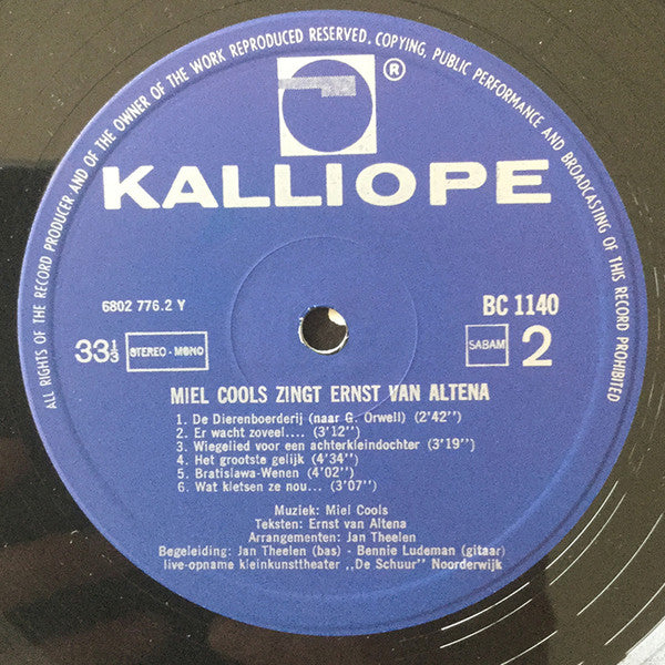 Miel Cools : Miel Cools Zingt Ernst Van Altena (LP)