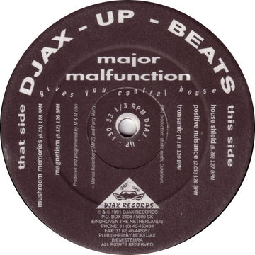 Major Malfunction : Gives You Central House (12")