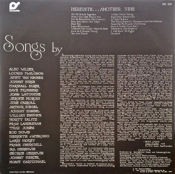 Meredith D'Ambrosio : Another Time (LP, Album)