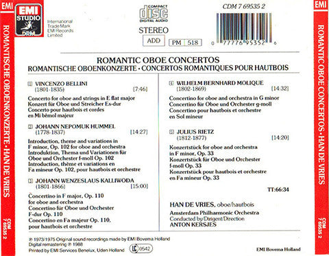 Han De Vries - Amsterdam Philharmonic Orchestra : Romantic Oboe Concertos (CD, Album)