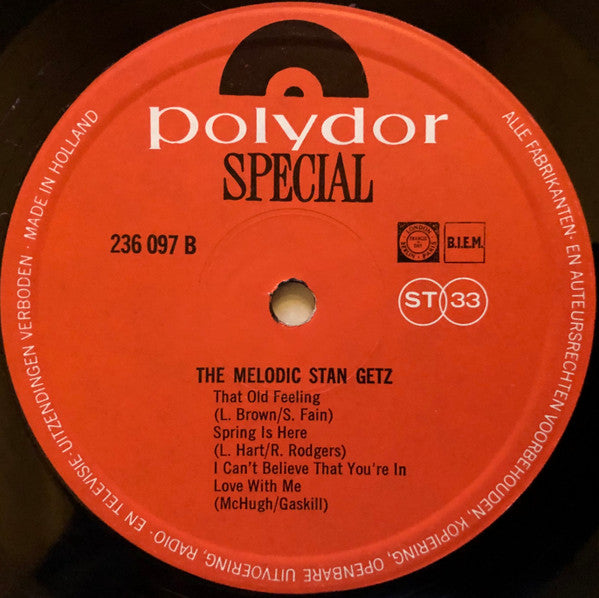 Stan Getz : The Melodic Stan Getz (LP, Comp, Fli)