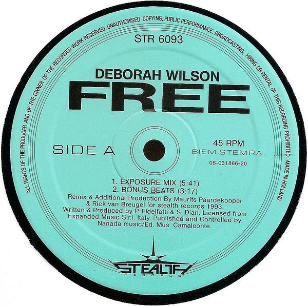Deborah Wilson : Free (12")