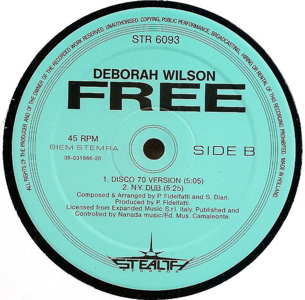 Deborah Wilson : Free (12")