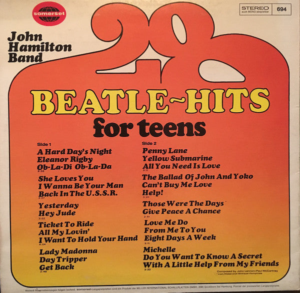 John Hamilton Band : 28 Beatle-Hits For Teens (LP, Album)