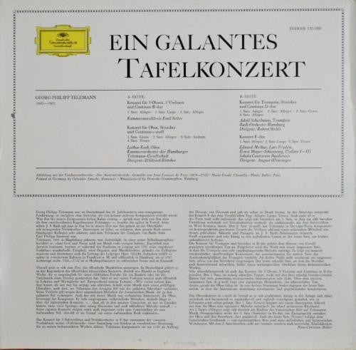 Georg Philipp Telemann, Adolf Scherbaum •  Lothar Koch, Schola Cantorum Basiliensis •  August Wenzinger, Kammermusikkreis Emil Seiler : Ein Galantes Tafelkonzert (4 Instrumentalkonzerte) (LP)