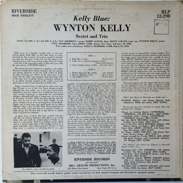 Wynton Kelly : Kelly Blue (LP, Album, Mono)