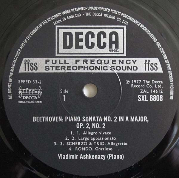 Ludwig van Beethoven, Vladimir Ashkenazy : Piano Sonatas Nos. 2 & 3 (LP)