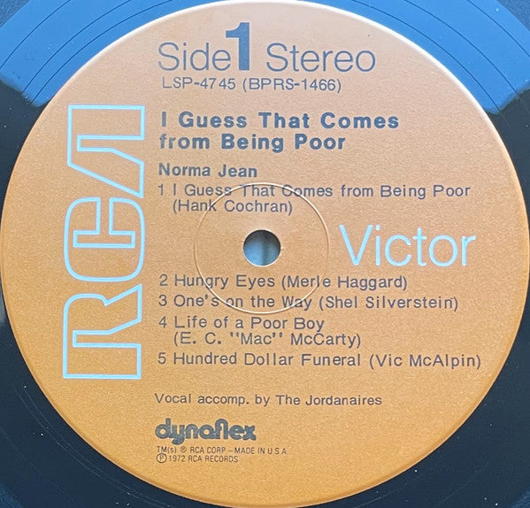 Norma Jean (2) : I Guess That Comes From Being Poor (LP, Album, Ora)
