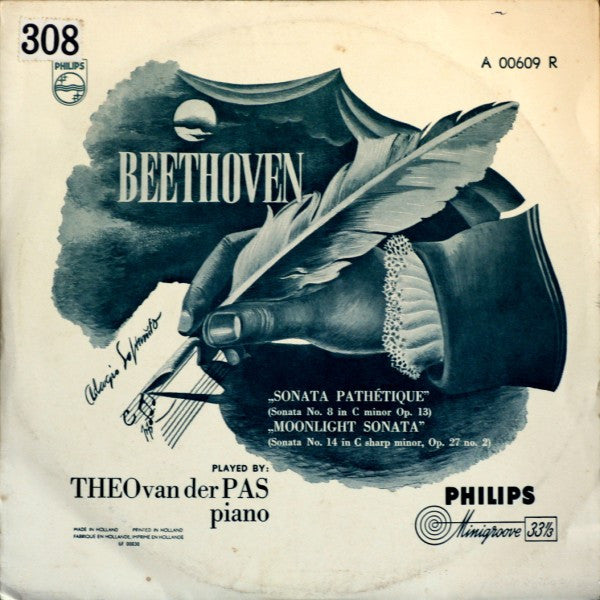 Ludwig van Beethoven, Theo Van Der Pas : Sonata Pathétique No. 8 / Moonlight Sonata No. 14 (10", Album)