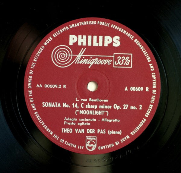 Ludwig van Beethoven, Theo Van Der Pas : Sonata Pathétique No. 8 / Moonlight Sonata No. 14 (10", Album)