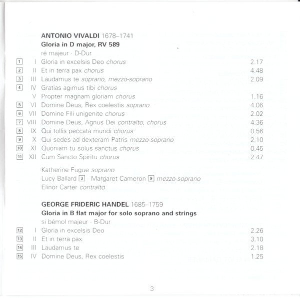 Antonio Vivaldi, Georg Friedrich Händel / The English Baroque Soloists, The Monteverdi Choir, John Eliot Gardiner : Gloria / Dixit Dominus (CD, Album)