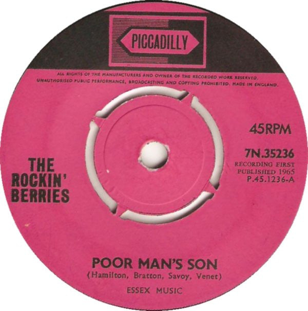 The Rockin' Berries : Poor Man's Son (7", Pus)