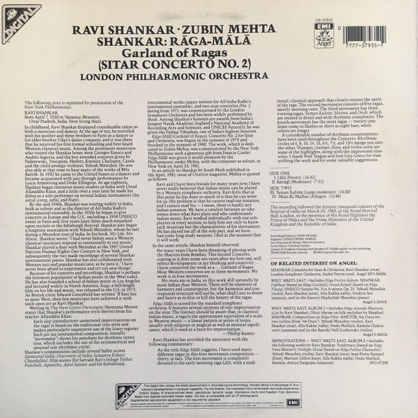 Ravi Shankar • Zubin Mehta, London Philharmonic Orchestra : Rāga-Mālā (Sitar Concerto No. 2) (LP, Album)