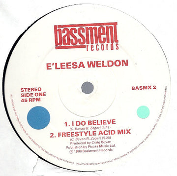 E'leesa Weldon : I Do Believe (12")