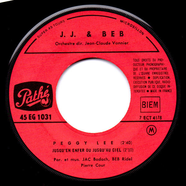 J. J. & Beb : Comme Un Oiseau Blanc / Coucoucou / Peggy Lee / Jusqu’en Enfer Ou Jusqu’au Ciel (7", EP)