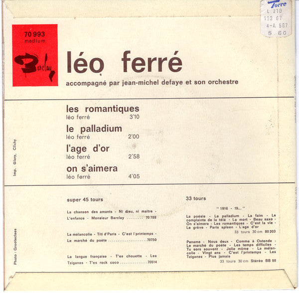 Léo Ferré : Les Romantiques (7", EP)