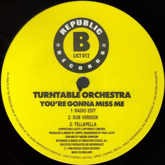 Turntable Orchestra : You're Gonna Miss Me (12")