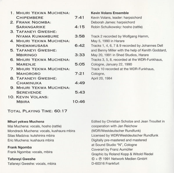 Various & Kevin Volans Ensemble : Zimbabwe: Mbira (CD, Comp, RE, RP, Sli)