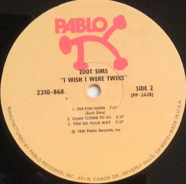 Zoot Sims : I Wish I Were Twins (LP, Album)