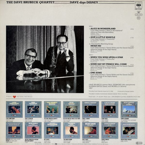 The Dave Brubeck Quartet : Dave Digs Disney (LP, Album, Mono, RE)