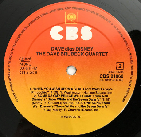 The Dave Brubeck Quartet : Dave Digs Disney (LP, Album, Mono, RE)