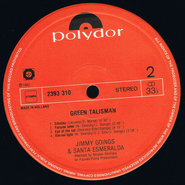 Jimmy Goings & Santa Esmeralda : Green Talisman (LP, Album)