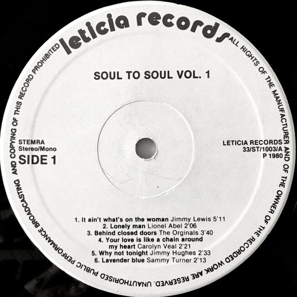 Various : Soul To Soul Vol. 1 (LP, Comp, Mono)