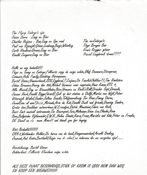 The Flying Embryo's : Television / Everybody Want A Hit (7", EP)