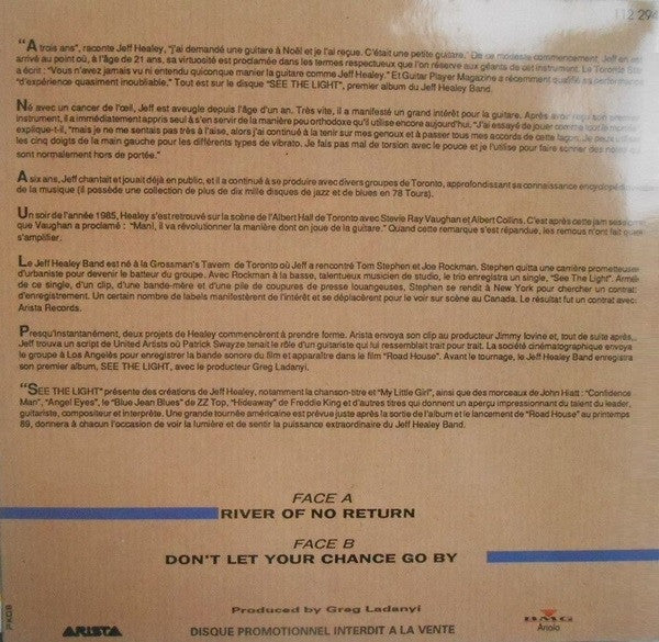 The Jeff Healey Band : River Of No Return (7", Single, Promo)