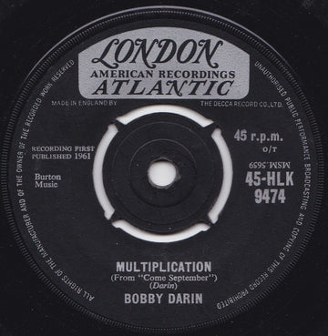 Bobby Darin : Multiplication (7", Single)